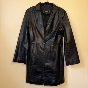 Express Women's Sleek Black Long Leather Jacket